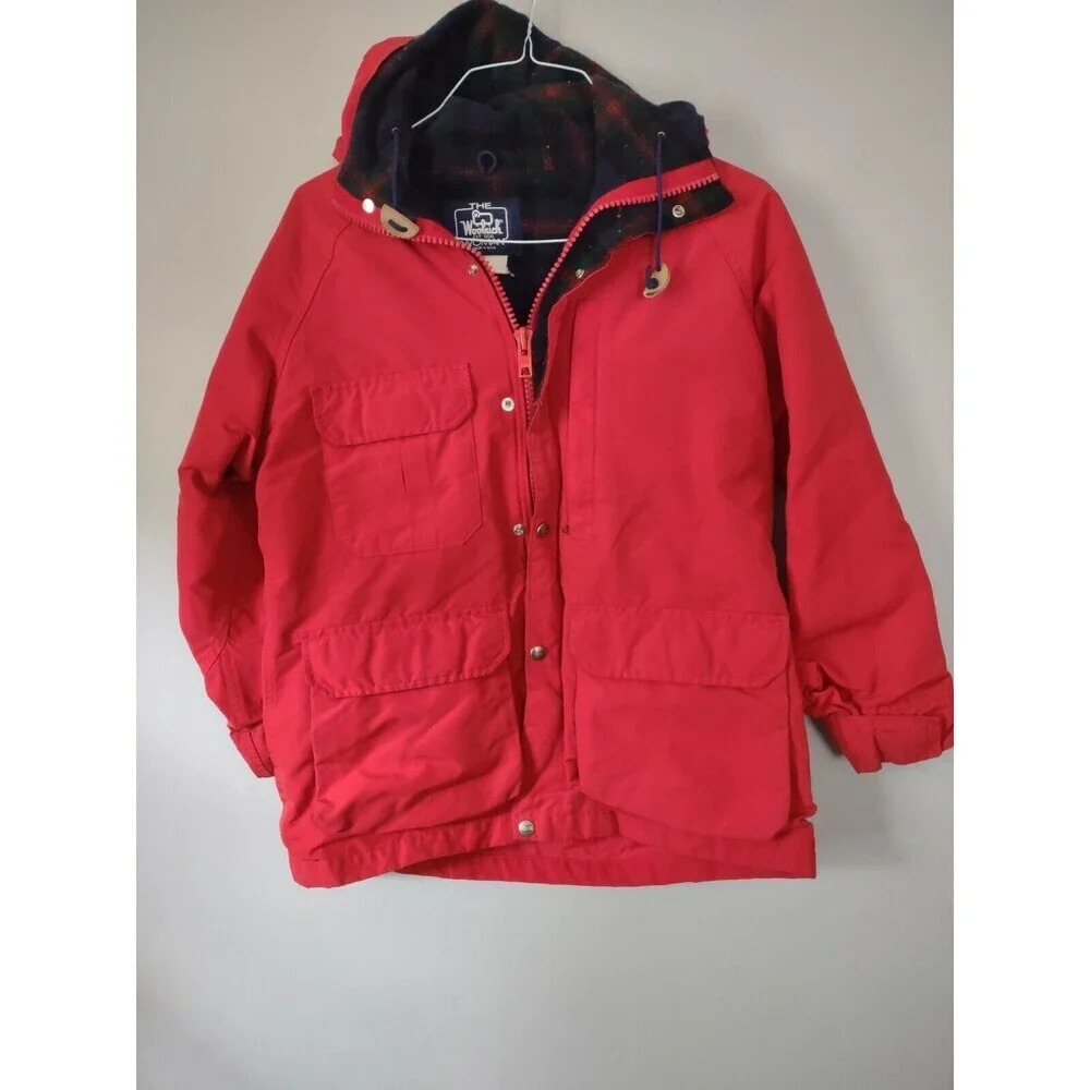 Vintage Woolrich Woman Sz Medium Hooded Nylon Wool Lined Rain Coat Made in USA